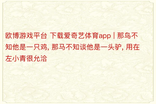 欧博游戏平台 下载爱奇艺体育app | 那鸟不知他是一只鸡, 那马不知谈他是一头驴, 用在左小青很允洽