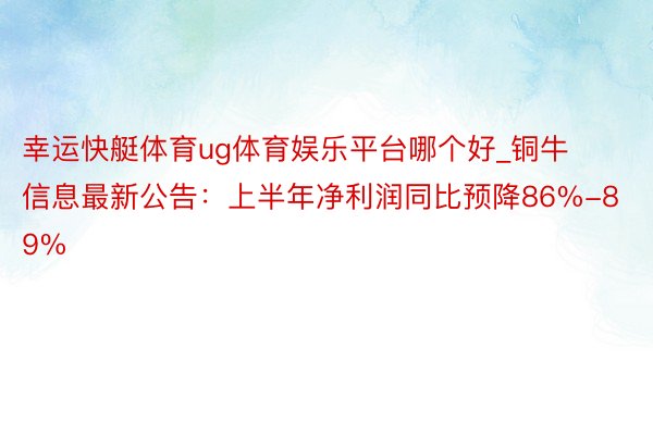 幸运快艇体育ug体育娱乐平台哪个好_铜牛信息最新公告：上半年净利润同比预降86%-89%