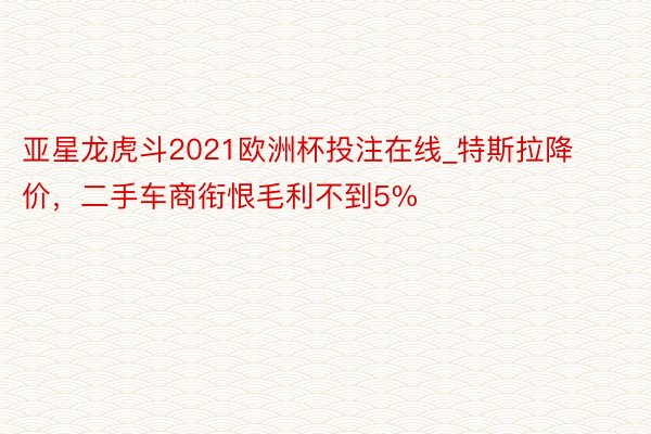 亚星龙虎斗2021欧洲杯投注在线_特斯拉降价，二手车商衔恨毛利不到5%