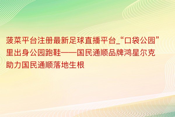 菠菜平台注册最新足球直播平台_“口袋公园”里出身公园跑鞋——国民通顺品牌鸿星尔克