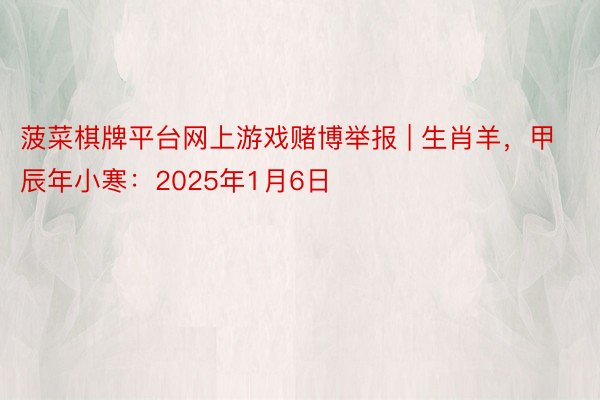 菠菜棋牌平台网上游戏赌博举报 | 生肖羊，甲辰年小寒：2025年1月6日